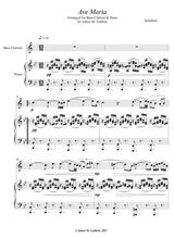 Schubert Ave Maria For Bass Clarinet Piano