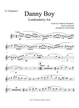 Danny Boy Clarinet Quintet Eb Bb 2 Bass C Bass Eb Clarinet Part