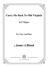 James A Bland Carry Me Back To Old Virginny In F Major For Voice Pno