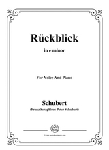 Schubert Rckblick In E Minor Op 89 No 8 For Voice And Piano