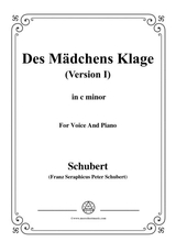 Schubert Des Mdchens Klage Version I In C Minor D 6 For Voice And Piano
