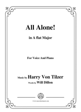 Harry Von Tilzer All Alone In A Flat Major For Voice And Piano