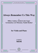 Always Remember Us This Way For Violin And Piano