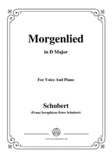 Schubert Morgenlied In D Major For Voice And Piano
