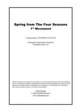 Spring 1st Movement From The Four Seasons Vivaldi Lead Sheet Key Of A