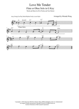Love Me Tender Lead Sheet For Oboe And Piano Accompaniment