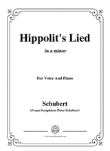 Schubert Hippolits Lied In A Minor For Voice Piano