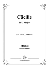 Richard Strauss Ccilie In G Major For Voice And Piano