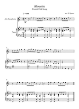 Alouette French Folk Song For Alto Saxophone Piano