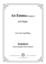 Schubert An Emma 1st Version In E Major For Voice Piano