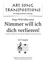 Nimmer Will Ich Dich Verlieren Transposed To F Major