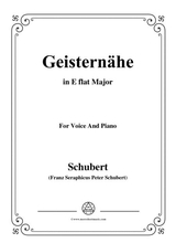 Schubert Geisternhe In E Flat Major For Voice And Piano