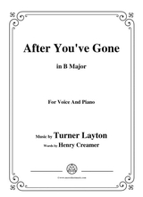 Turner Layton After You Ve Gone In B Major For Voice And Piano