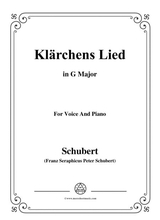 Schubert Klrchens Lied Love D 210 In G Major For Voice Piano