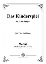 Mozart Das Kinderspiel In D Flat Major For Voice And Piano