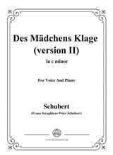Schubert Des Mdchens Klage Version Ii In C Minor D 191 For Voice And Piano