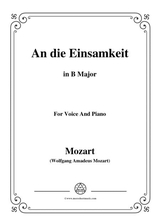 Mozart An Die Einsamkeit In B Major For Voice And Piano