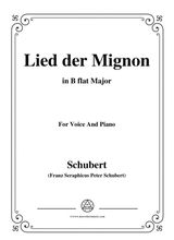 Schubert Lied Der Mignon In B Flat Major For Voice Piano