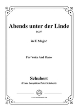 Schubert Abends Unter Der Linde D 237 In E Major For Voice Piano