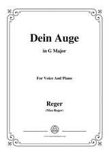 Reger Dein Auge In G Major For Voice And Piano