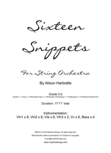 Sixteen Snippets For Beginning String Orchestra