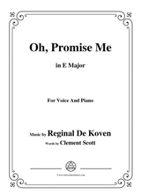 Reginal De Koven Oh Promise Me In E Major For Voice Piano