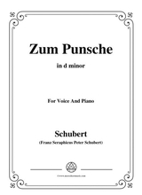 Schubert Zum Punsche In D Minor For Voice Piano