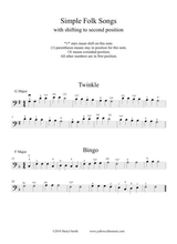 Four Familiar Folk Songs For Learning Second And Third Position On The Cello
