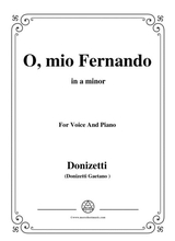 Donizetti O Mio Fernando From La Favorita In A Minor For Voice And Piano