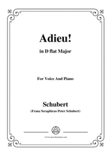 Schubert Adieu In D Flat Major For Voice Piano