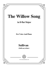 Sullivan The Willow Song In D Flat Major For Voice And Piano