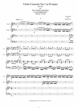 Vivaldi Violin Concerto No 1 In D Major Rv 549 Op 3 For 2 Violins And Piano