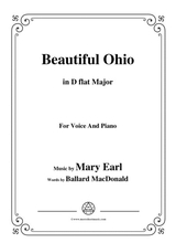 Mary Earl Beautiful Ohio In D Flat Major For Voice And Piano