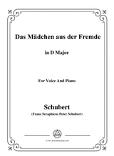 Schubert Das Mdchen Aus Der Fremde In D Major For Voice Piano