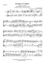 Mozart W Sonata In F Mvt 1 For Violin And Viola