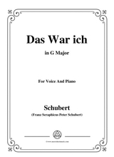 Schubert Das War Ich In G Major For Voice Piano