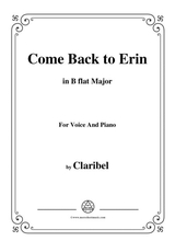 Claribel Come Back To Erin In B Flat Major For Voice And Piano