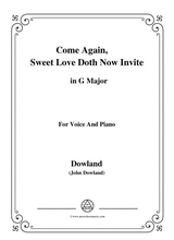 Dowland Come Again Sweet Love Doth Now Invite In G Major For Voice And Piano