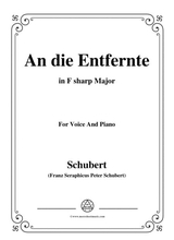 Schubert An Die Entfernte In F Sharp Major For Voice Piano