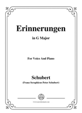 Schubert Erinnerungen In G Major For Voice And Piano