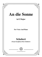 Schubert An Die Sonne In E Major For Voice Piano