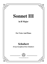 Schubert Sonnet Iii In B Major For Voice Piano