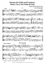 Sonatas For Violin And Continuo Book 1 No 11 For Violin Viola