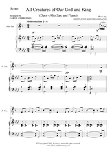 All Creatures Of Our God And King Duet Alto Sax And Piano Score And Parts