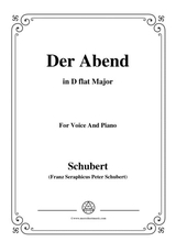 Schubert Der Abend In D Flat Major Op 118 No 2 For Voice And Piano