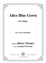 Harry Tierney Alice Blue Gown In E Major For Voice And Piano