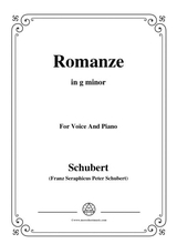 Schubert Romanze From The Opera Der Hasliche Krieg In G Minor For Voice Piano