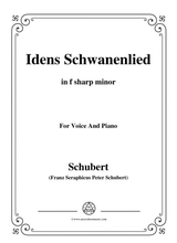 Schubert Idens Schwanenlied In F Sharp Minor For Voice Piano