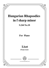 Liszt Hungarian Rhapsodiess 244 No 18 In F Sharp Minor For Piano