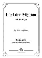 Schubert Lied Der Mignon In E Flat Major For Voice Piano